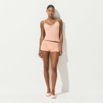 TRANSPARENT RIB-BLONDE CAMI OG SHORTS SÆT