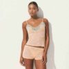 TRANSPARENT RIB-BLONDE CAMI OG SHORTS SÆT