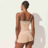 TRANSPARENT RIB-BLONDE CAMI OG SHORTS SÆT