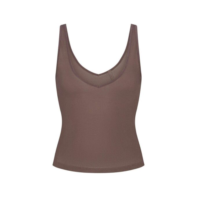 TRANSPARENT RIBBEDE V-HALS TOP