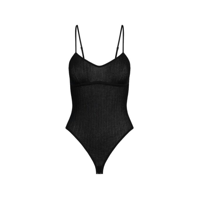 TRANSPARENT STRIKKET CAMI-BODYSUIT