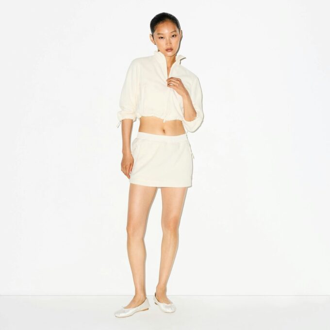 UDENDØRS FLEECE CROPPED JAKKE MED 3/4 ÆRMER