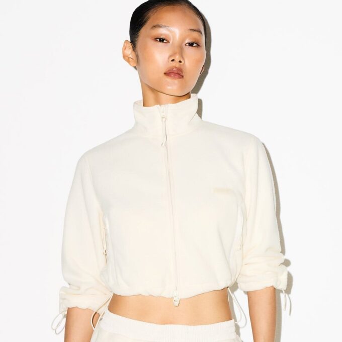 UDENDØRS FLEECE CROPPED JAKKE MED 3/4 ÆRMER