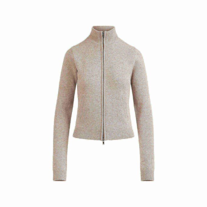 ULD OG CASHMERE TRØJE MED LYNLÅS MED HØJ HALS